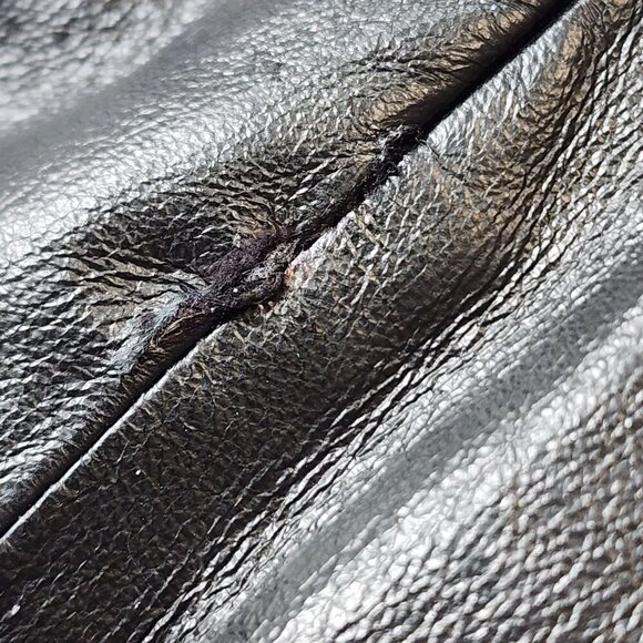 ASOS Genuine Leather Faux Fur Metallic Bronze Black Cocktail Dress, Woman's 6 - Picture 6 of 10